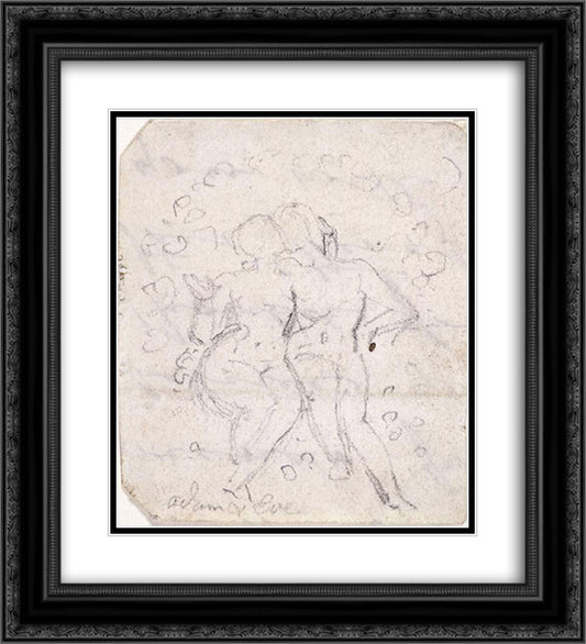 Sketch for Satan Watching the Endearments of Adam and Eve 20x22 Black Ornate Wood Framed Art Print Poster with Double Matting by Blake, William