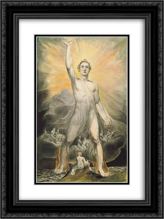 The Angel of Revelation 18x24 Black Ornate Wood Framed Art Print Poster with Double Matting by Blake, William