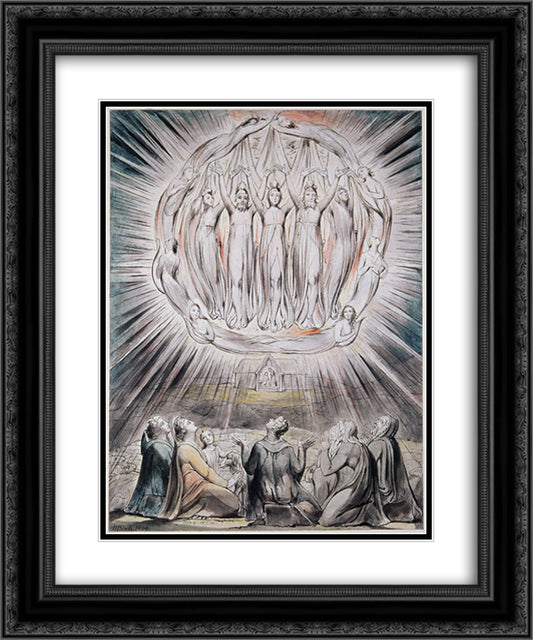 The Angels appearing to the Shepherds 20x24 Black Ornate Wood Framed Art Print Poster with Double Matting by Blake, William