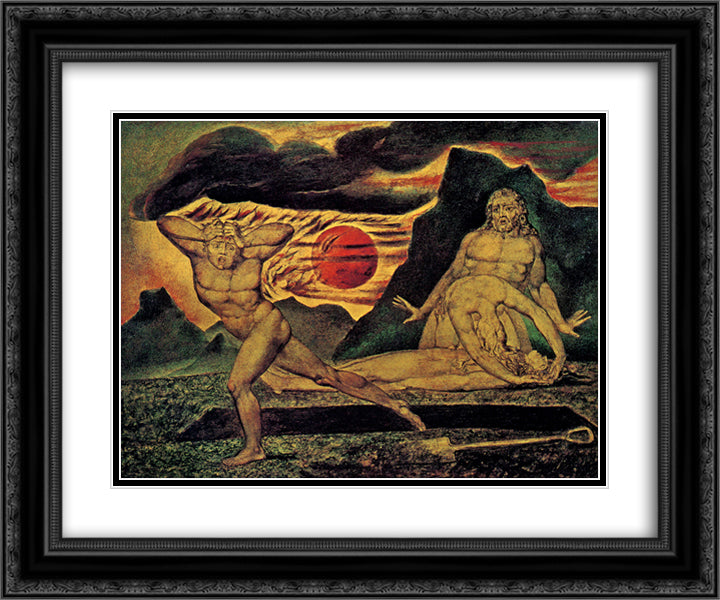 The Body of Abel Found by Adam & Eve 24x20 Black Ornate Wood Framed Art Print Poster with Double Matting by Blake, William