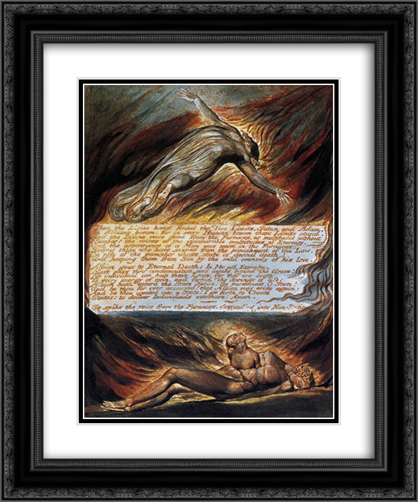 The Descent Of Christ 20x24 Black Ornate Wood Framed Art Print Poster with Double Matting by Blake, William