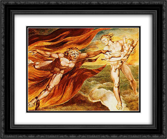 The Good and Evil Angels 24x20 Black Ornate Wood Framed Art Print Poster with Double Matting by Blake, William