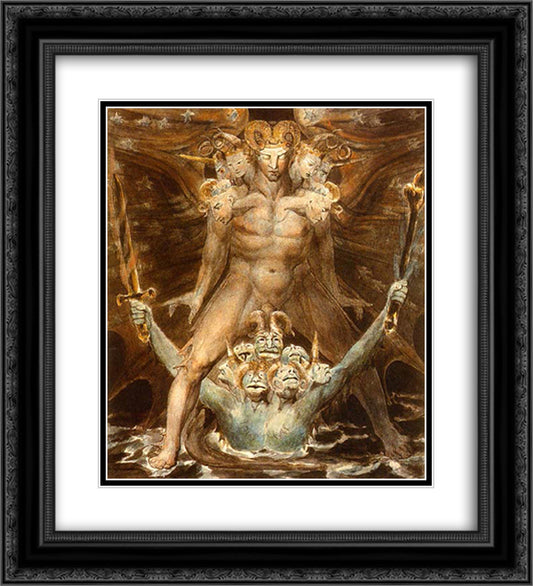 The Great Red Dragon and the Beast from the Sea 20x22 Black Ornate Wood Framed Art Print Poster with Double Matting by Blake, William