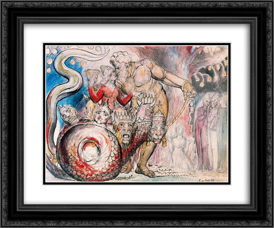 The Harlot and the Giant 24x20 Black Ornate Wood Framed Art Print Poster with Double Matting by Blake, William