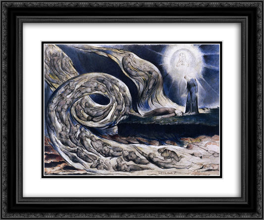 The Lovers Whirlwind 24x20 Black Ornate Wood Framed Art Print Poster with Double Matting by Blake, William