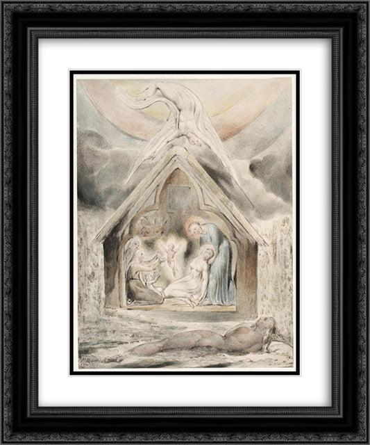 The Night of Peace 20x24 Black Ornate Wood Framed Art Print Poster with Double Matting by Blake, William