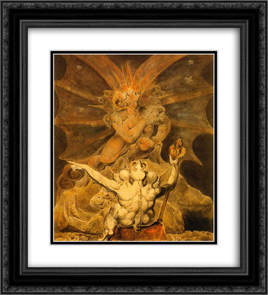 The number of the beast is 666 20x22 Black Ornate Wood Framed Art Print Poster with Double Matting by Blake, William