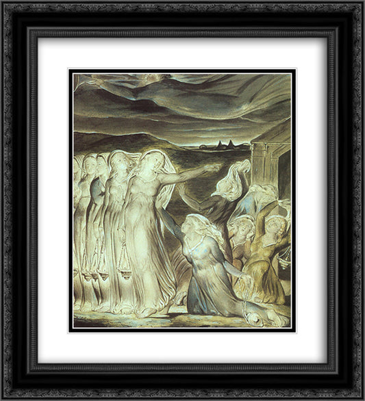 The parable of the wise and foolish virgins 20x22 Black Ornate Wood Framed Art Print Poster with Double Matting by Blake, William