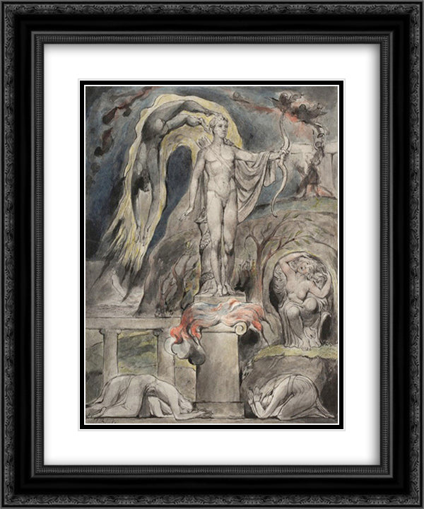 The Shrine of Apollo Milton's Hymn on the Morning of Christ's Nativity 20x24 Black Ornate Wood Framed Art Print Poster with Double Matting by Blake, William