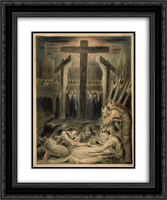 The Soldiers Casting Lots for Christ's Garments 20x24 Black Ornate Wood Framed Art Print Poster with Double Matting by Blake, William