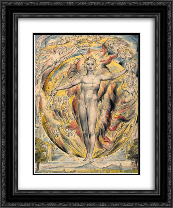 The Sun at His Eastern Gate 20x24 Black Ornate Wood Framed Art Print Poster with Double Matting by Blake, William