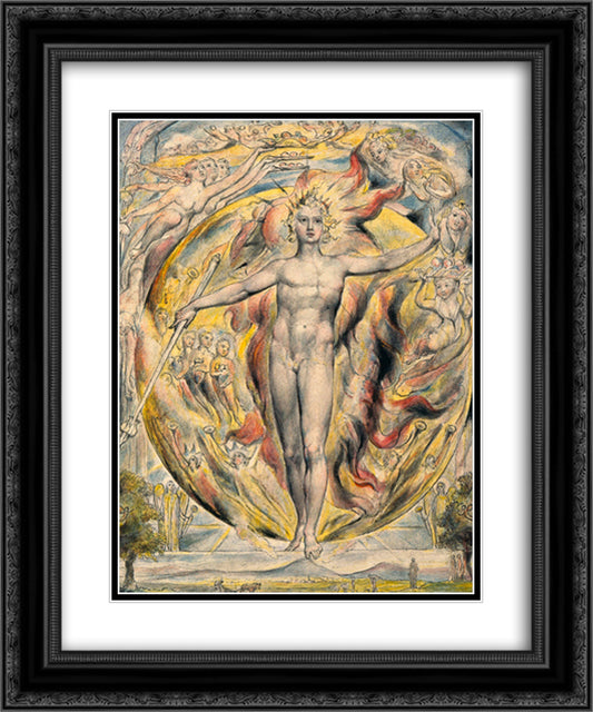 The Sun at His Eastern Gate 20x24 Black Ornate Wood Framed Art Print Poster with Double Matting by Blake, William