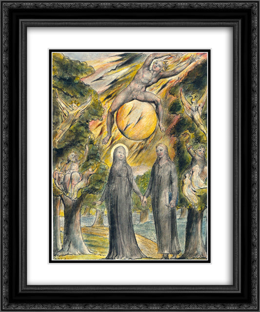 The Sun in His Wrath 20x24 Black Ornate Wood Framed Art Print Poster with Double Matting by Blake, William