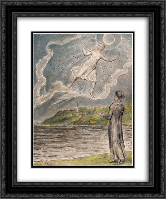 The Wandering Moon 20x24 Black Ornate Wood Framed Art Print Poster with Double Matting by Blake, William