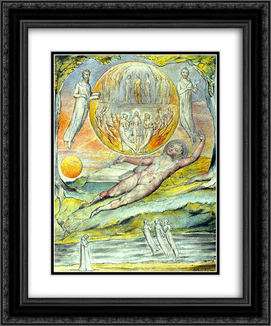 The Youthful Poet`s Dream 20x24 Black Ornate Wood Framed Art Print Poster with Double Matting by Blake, William