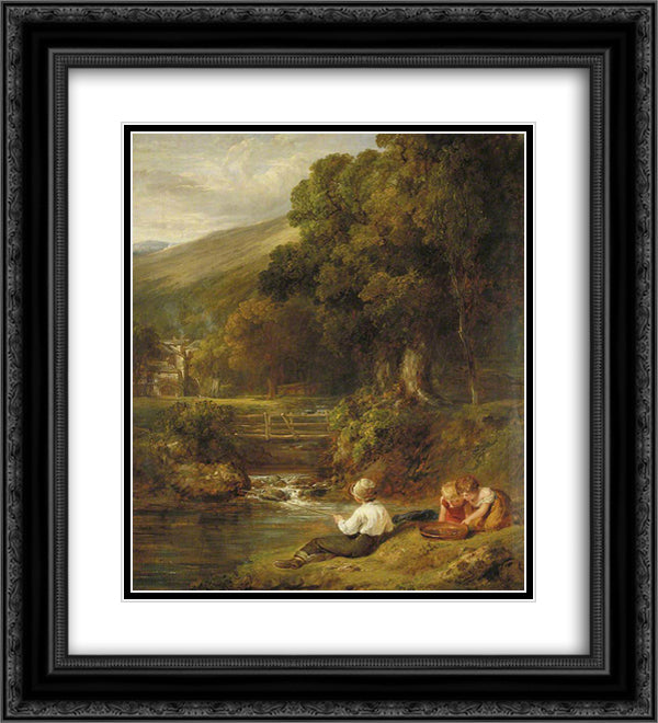 Borrowdale, Cumbria 20x22 Black Ornate Wood Framed Art Print Poster with Double Matting by Collins, William