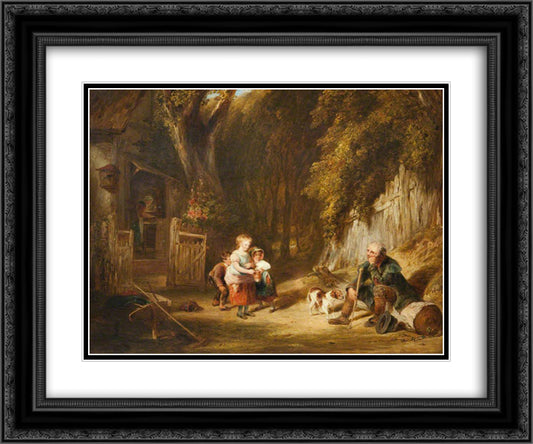 Cottage Hospitality 24x20 Black Ornate Wood Framed Art Print Poster with Double Matting by Collins, William