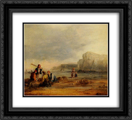 Cromer Sands, Norfolk 22x20 Black Ornate Wood Framed Art Print Poster with Double Matting by Collins, William