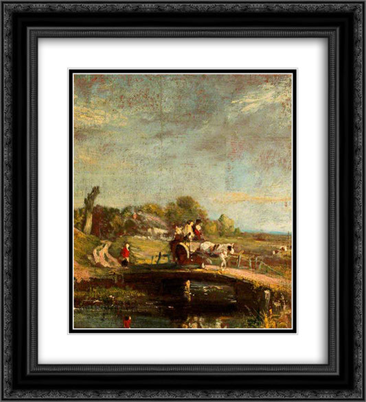 Crossing the Bridge 20x22 Black Ornate Wood Framed Art Print Poster with Double Matting by Collins, William