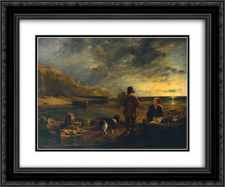 Early Morning - Cromer 24x20 Black Ornate Wood Framed Art Print Poster with Double Matting by Collins, William