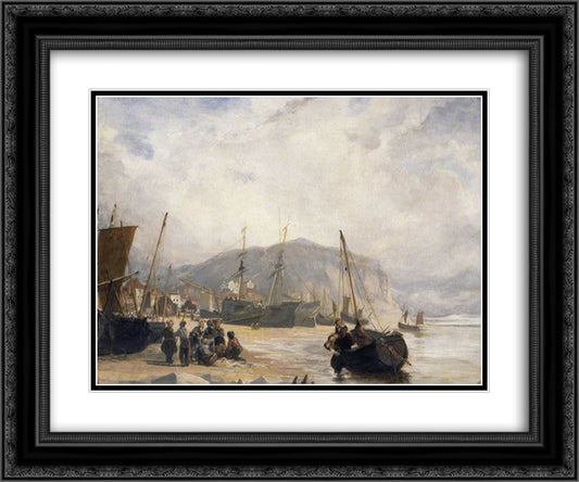 Hastings, East Sussex 24x20 Black Ornate Wood Framed Art Print Poster with Double Matting by Collins, William
