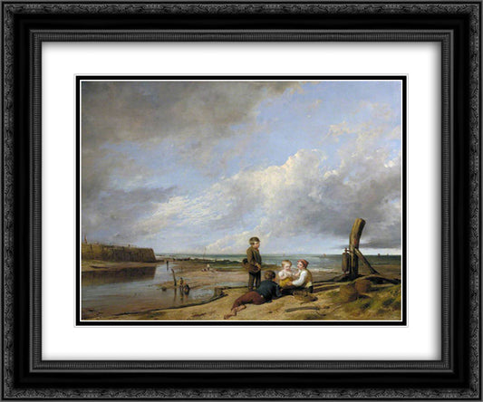 Shrimp Boys at Cromer, Norfolk 24x20 Black Ornate Wood Framed Art Print Poster with Double Matting by Collins, William