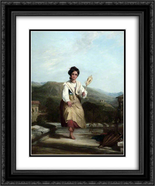 Spinning Girl of Sorrento 20x24 Black Ornate Wood Framed Art Print Poster with Double Matting by Collins, William