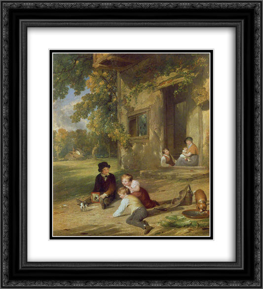 The Kitten Deceived 20x22 Black Ornate Wood Framed Art Print Poster with Double Matting by Collins, William