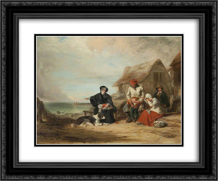 The Mariner's Widow 24x20 Black Ornate Wood Framed Art Print Poster with Double Matting by Collins, William