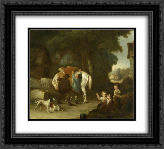 The Sale of the Pet Calf 22x20 Black Ornate Wood Framed Art Print Poster with Double Matting by Collins, William