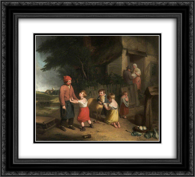 The Sale of the Pet Lamb 22x20 Black Ornate Wood Framed Art Print Poster with Double Matting by Collins, William