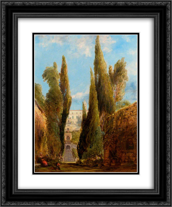 The Villa d'Este, Tivoli 20x24 Black Ornate Wood Framed Art Print Poster with Double Matting by Collins, William