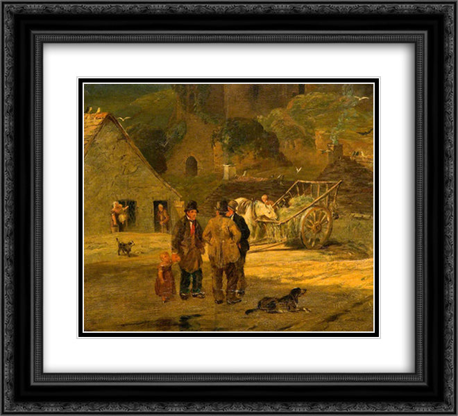 The Village Gossip 22x20 Black Ornate Wood Framed Art Print Poster with Double Matting by Collins, William
