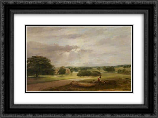 The West Front of Clumber House, Nottinghamshire 24x18 Black Ornate Wood Framed Art Print Poster with Double Matting by Collins, William