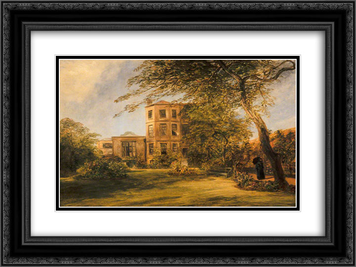 View of Sir David Wilkie's House in Vicarage Place, Kensington 24x18 Black Ornate Wood Framed Art Print Poster with Double Matting by Collins, William