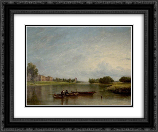 View of the South and West Fronts of Clumber House, Nottinghamshire 24x20 Black Ornate Wood Framed Art Print Poster with Double Matting by Collins, William