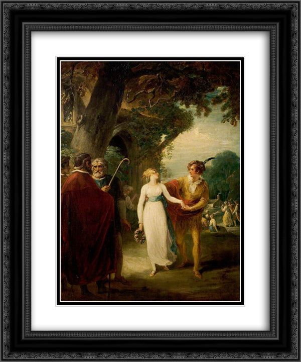 A Winter's Tale', Act IV, Scene 3, the Shepherd's Cot 20x24 Black Ornate Wood Framed Art Print Poster with Double Matting by Hamilton, William