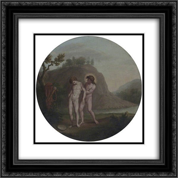 Apollo and Hyacinthus 20x20 Black Ornate Wood Framed Art Print Poster with Double Matting by Hamilton, William