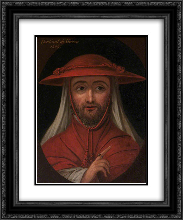 Cardinal Robert de Curzon (d.1218) 20x24 Black Ornate Wood Framed Art Print Poster with Double Matting by Hamilton, William