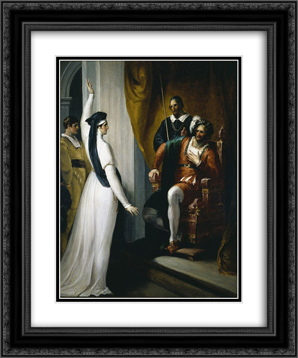 Isabella appealing to Angelo 20x24 Black Ornate Wood Framed Art Print Poster with Double Matting by Hamilton, William