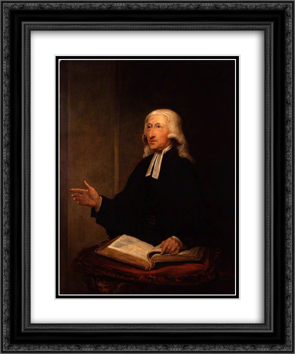 John Wesley 20x24 Black Ornate Wood Framed Art Print Poster with Double Matting by Hamilton, William