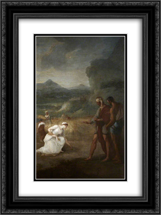Ruth and Boaz 18x24 Black Ornate Wood Framed Art Print Poster with Double Matting by Hamilton, William