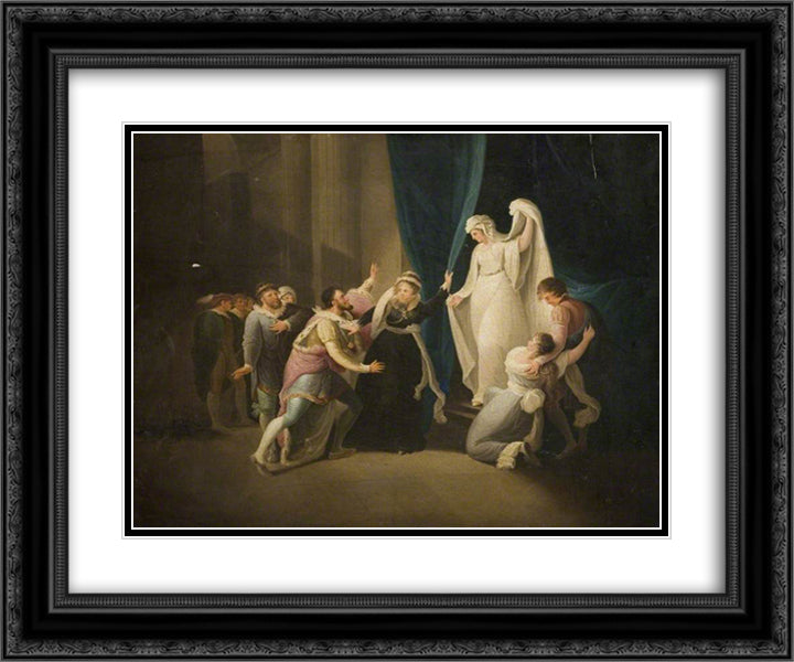 Scene from Shakespeare's 'A Winter's Tale 24x20 Black Ornate Wood Framed Art Print Poster with Double Matting by Hamilton, William