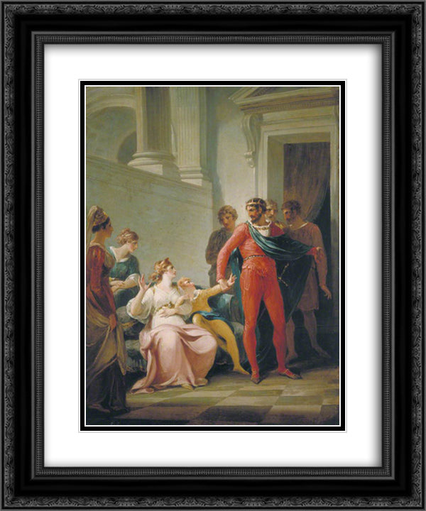 Scene from Shakespeare's 'The Winter's Tale' (Act II, Scene 1) 20x24 Black Ornate Wood Framed Art Print Poster with Double Matting by Hamilton, William