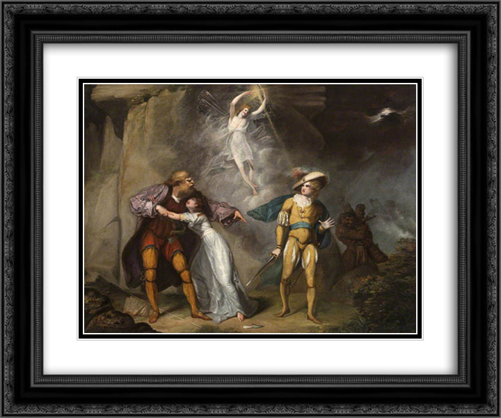 Scene from 'The Tempest' by William Shakespeare 24x20 Black Ornate Wood Framed Art Print Poster with Double Matting by Hamilton, William
