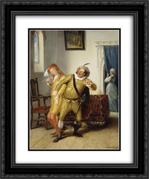 The carousing of Sir Toby Belch and Sir Anthony Aguecheek 20x24 Black Ornate Wood Framed Art Print Poster with Double Matting by Hamilton, William