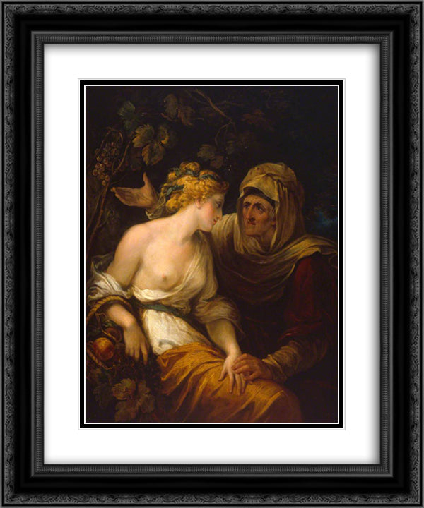 Vertumnus and Pomona 20x24 Black Ornate Wood Framed Art Print Poster with Double Matting by Hamilton, William