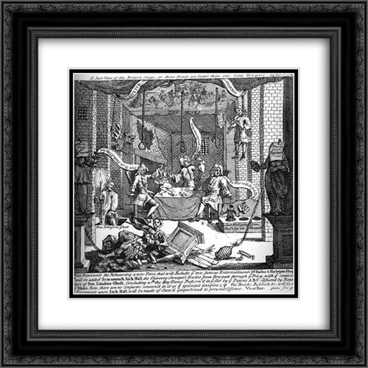 A Just View of the English Stage 20x20 Black Ornate Wood Framed Art Print Poster with Double Matting by Hogarth, William
