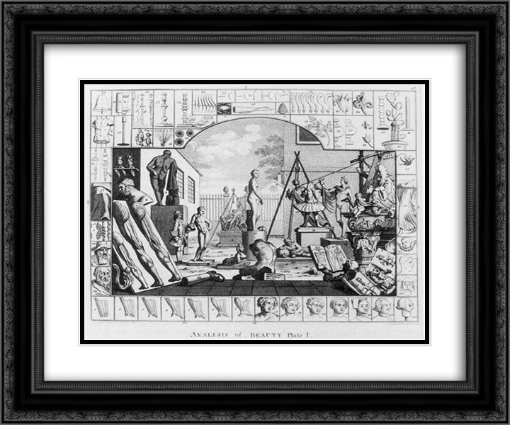 Analisis of Beauty 24x20 Black Ornate Wood Framed Art Print Poster with Double Matting by Hogarth, William