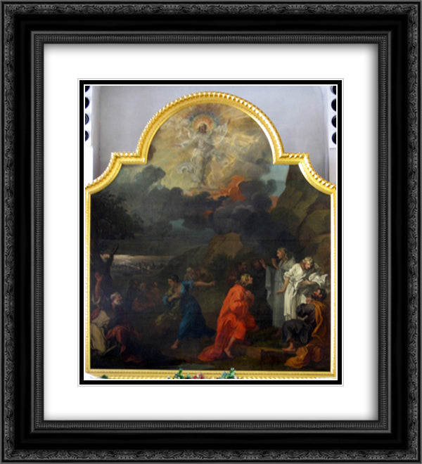 Central panel of the altar triptych, St Nicholas, Bristol 20x22 Black Ornate Wood Framed Art Print Poster with Double Matting by Hogarth, William